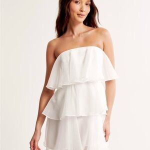 Abercrombie White Tulle Tiered Dress